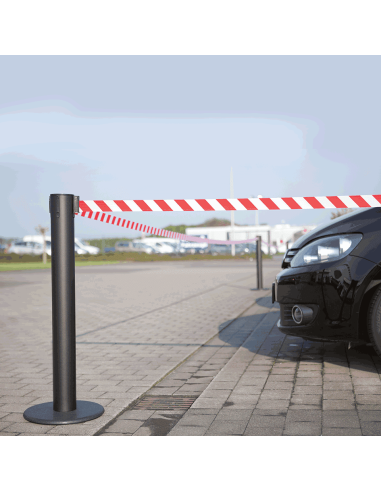 Afzetpaal met trekband voor binnen, staal, zwart