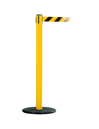 Afzetpaal met trekband voor binnen, geel