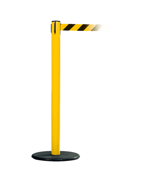 Afzetpaal met trekband voor binnen, geel