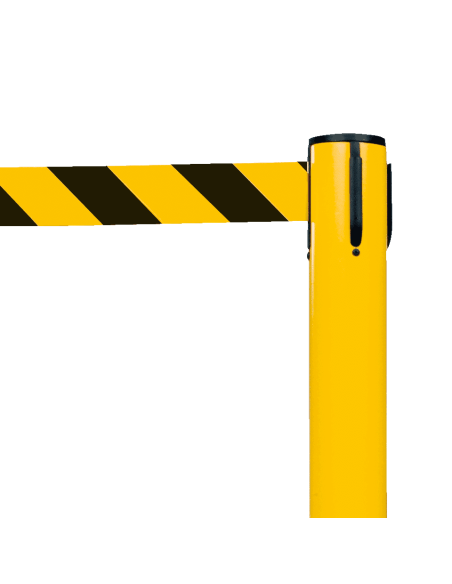 Afzetpaal met trekband voor binnen, geel