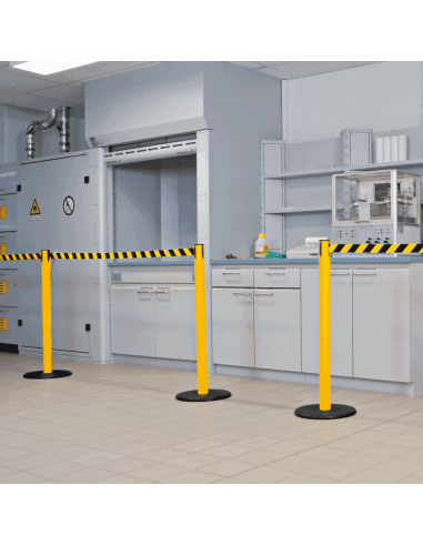 Afzetpaal met trekband voor binnen, geel