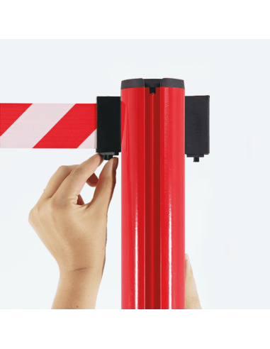 Afzetpaal met trekband voor binnen en buiten, aluminium, rood