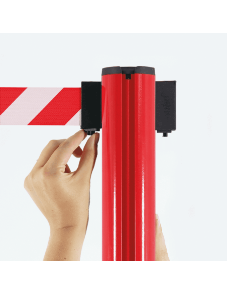 Afzetpaal met trekband voor binnen en buiten, aluminium, rood