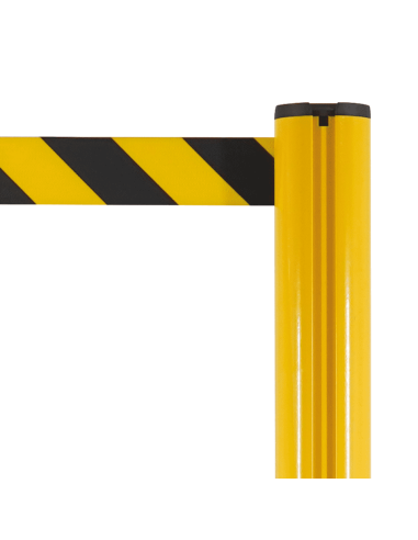 Afzetpaal met trekband voor binnen en buiten, aluminium, geel