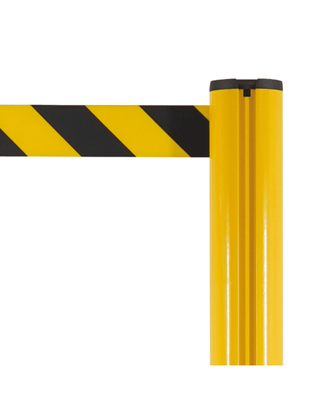 Afzetpaal met trekband voor binnen en buiten, aluminium, geel