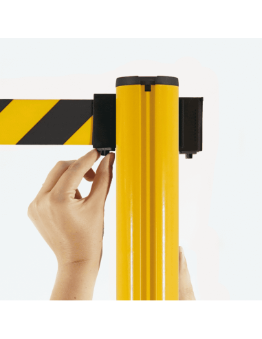 Afzetpaal met trekband voor binnen en buiten, aluminium, geel