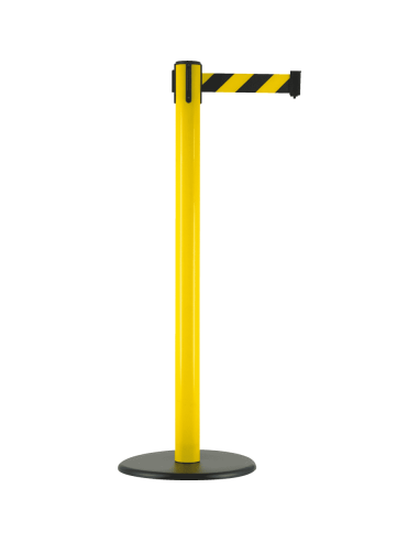 Afzetpaal met trekband voor binnen en buiten, kunststof, geel