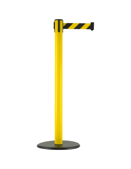 Afzetpaal met trekband voor binnen en buiten, kunststof, geel