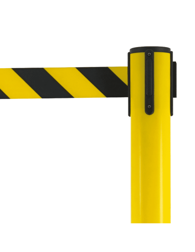 Afzetpaal met trekband voor binnen en buiten, kunststof, geel