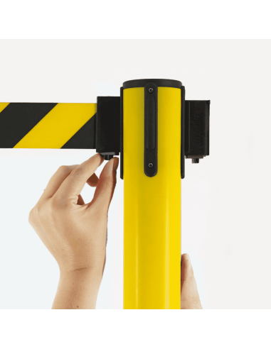 Afzetpaal met trekband voor binnen en buiten, kunststof, geel