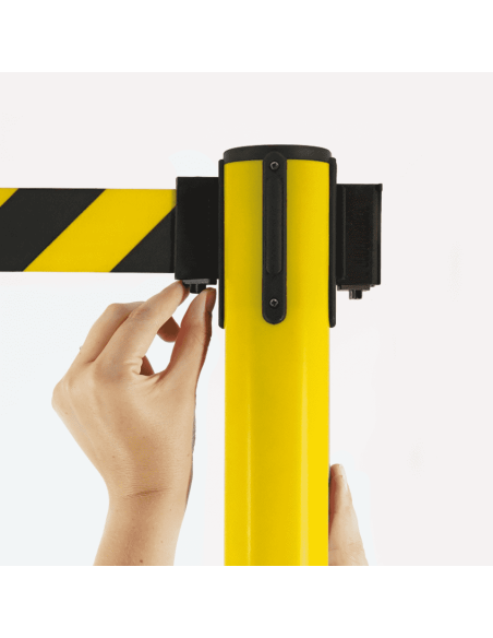 Afzetpaal met trekband voor binnen en buiten, kunststof, geel