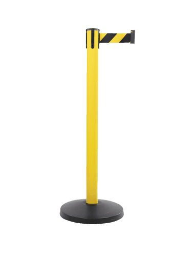 Afzetpaal met trekband voor binnen en buiten, staal, geel