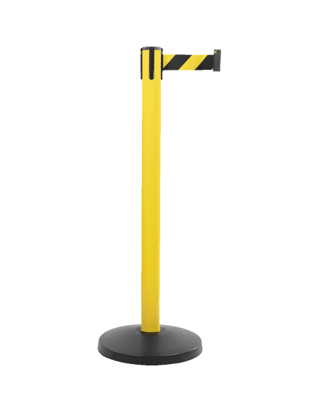 Afzetpaal met trekband voor binnen en buiten, staal, geel
