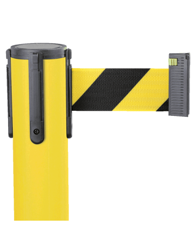 Afzetpaal met trekband voor binnen en buiten, staal, geel