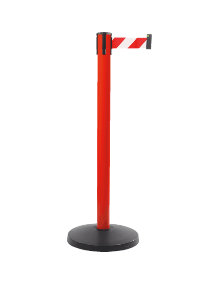 Afzetpaal met trekband voor binnen en buiten, staal, rood