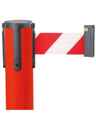 Afzetpaal met trekband voor binnen en buiten, staal, rood