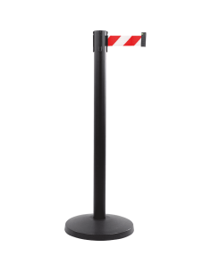 Afzetpaal met trekband voor binnen en buiten, staal, zwart