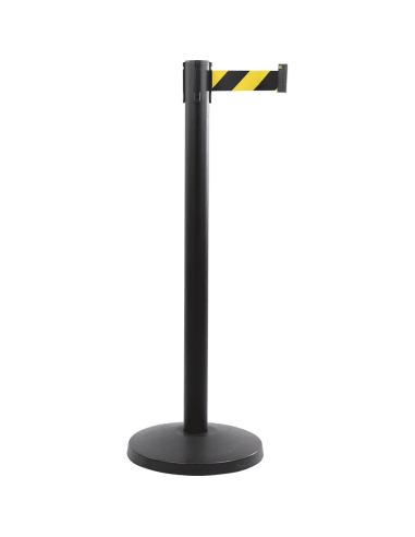 Afzetpaal met trekband voor binnen en buiten, staal, zwart