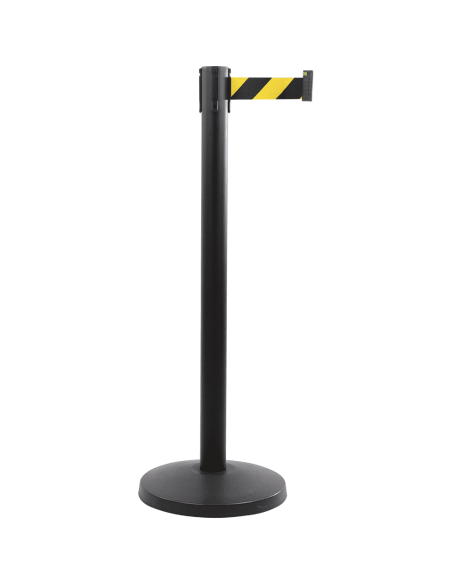 Afzetpaal met trekband voor binnen en buiten, staal, zwart