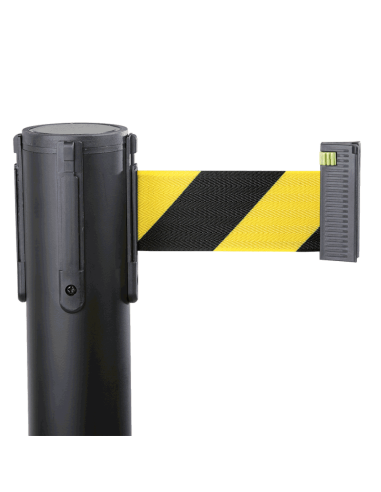 Afzetpaal met trekband voor binnen en buiten, staal, zwart