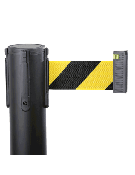 Afzetpaal met trekband voor binnen en buiten, staal, zwart