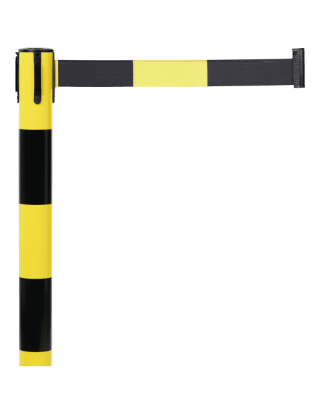 Afzetpaal met trekband voor binnen, geel zwart