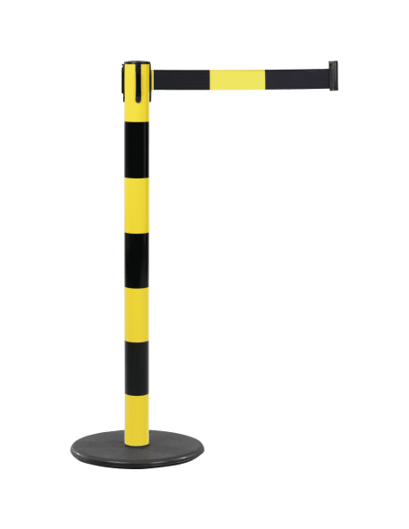 Afzetpaal met trekband voor binnen, geel zwart