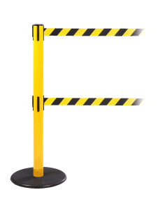 Afzetpaal met dubbel trekband, geel zwart