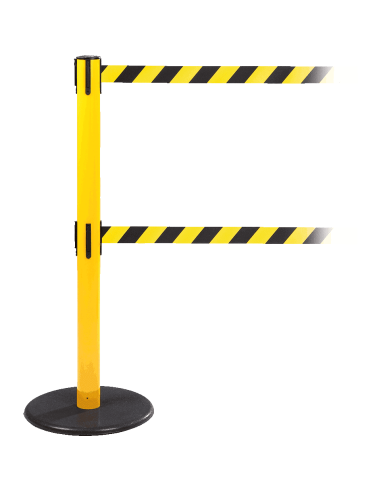 Afzetpaal met dubbel trekband, geel zwart