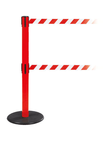 Afzetpaal met dubbel trekband, rood wit