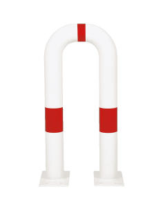Beschermbeugel met voetplaat, 300 x 650 mm, rood wit