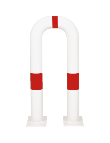 Beschermbeugel met voetplaat, 300 x 650 mm, rood wit