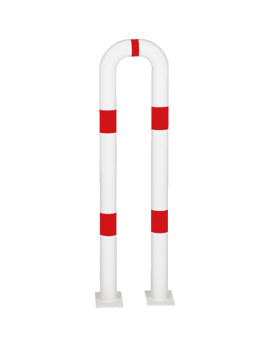 Beschermbeugel met voetplaat, 300 x 1150 mm, rood wit
