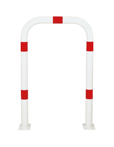Beschermbeugel met voetplaat, 750 x 1150 mm, rood wit