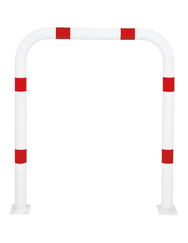 Beschermbeugel met voetplaat, 1000 x 1150 mm, rood wit