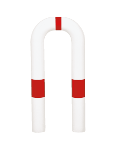 Beschermbeugel voor in de grond, 300 x 650 mm, rood wit