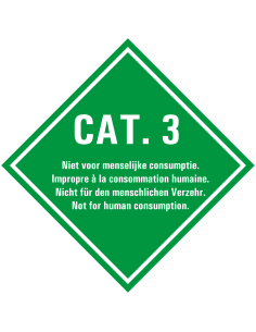 Categorie 3 sticker met tekst, vierkant, groen wit, met tekst Cat. 3