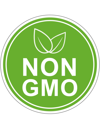 Non GMO bord, groen wit, rond, tekst non gmo