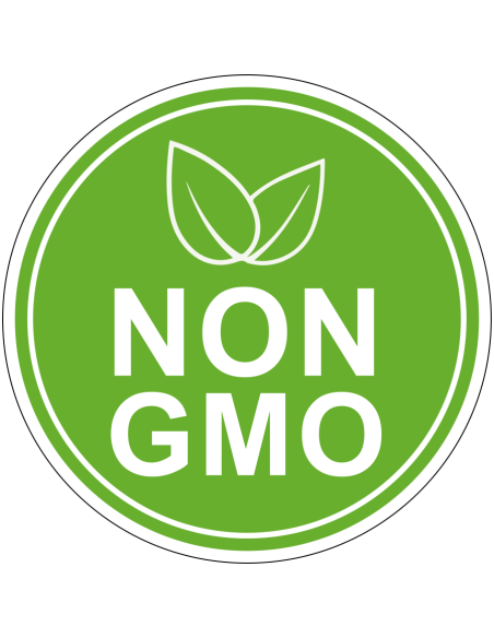 Non GMO bord, groen wit, rond, tekst non gmo