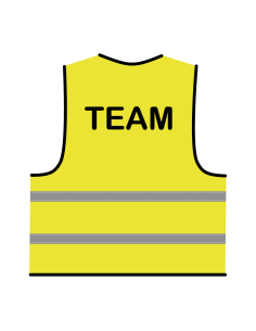 Team hesje geel, met horizontale reflecterende strepen