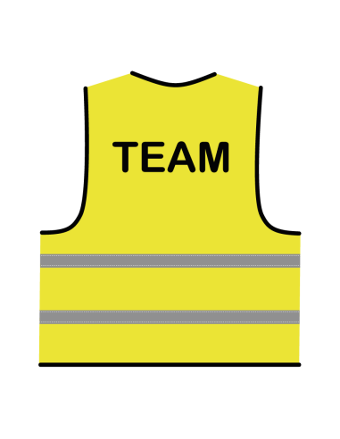 Team hesje geel, met horizontale reflecterende strepen