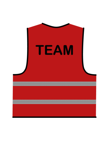 Team hesje rood, met horizontale reflecterende strepen