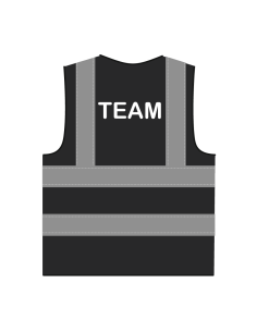 Team hesje RWS rood, met horizontale en verticale reflecterende strepen