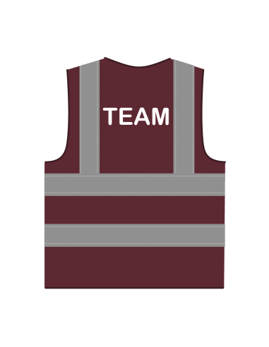 Team hesje RWS bordeauxrood, met horizontale en verticale reflecterende strepen