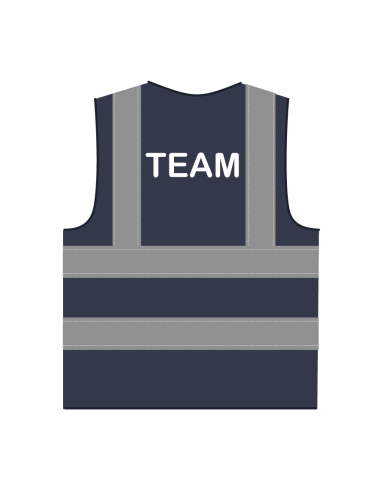 Team hesje RWS mairneblauw, met horizontale en verticale reflecterende strepen