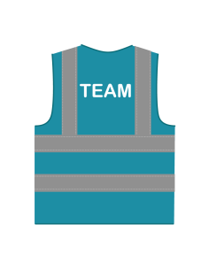 Team hesje RWS lichtblauw, met horizontale en verticale reflecterende strepen