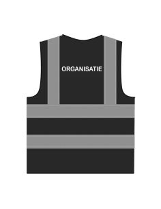 Organisatie hesje RWS zwart, met horizontale en verticale reflecterende strepen