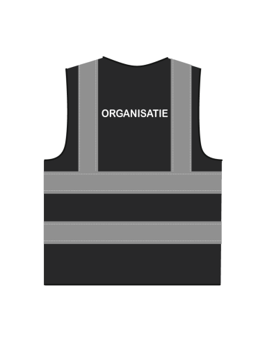 Organisatie hesje RWS zwart, met horizontale en verticale reflecterende strepen