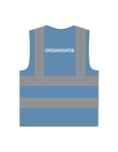 Organisatie hesje RWS hemelsblauw, met horizontale en verticale reflecterende strepen