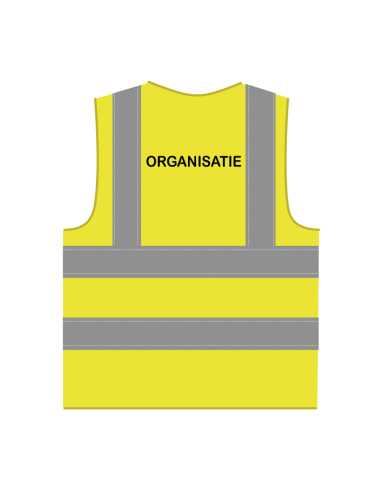 Organisatie hesje RWS geel, met horizontale en verticale reflecterende strepen